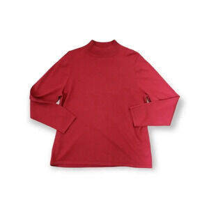 Pendleton red silk blend mock turtleneck top XL